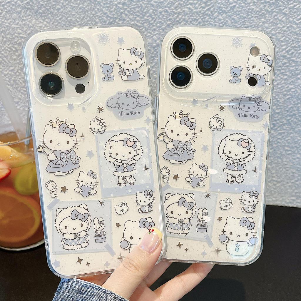 Trendy Double-Sided Cartoon KT Cat Winter Phone Case for iPhone 17 Pro Max - Drop-Proof Design