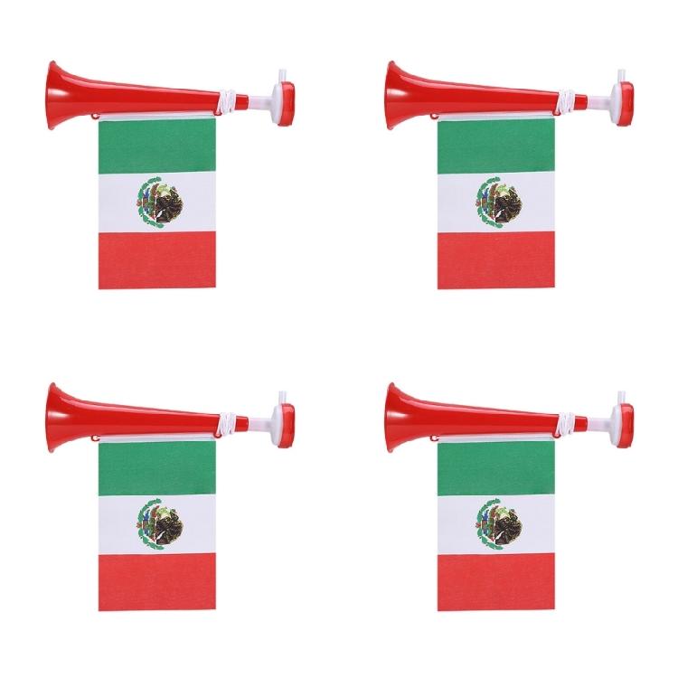 4Pcs/pack Festive Cheering Horns Soccer Event Flag Exciting Addition Toy for Sports Or Birthday Party Sports Game