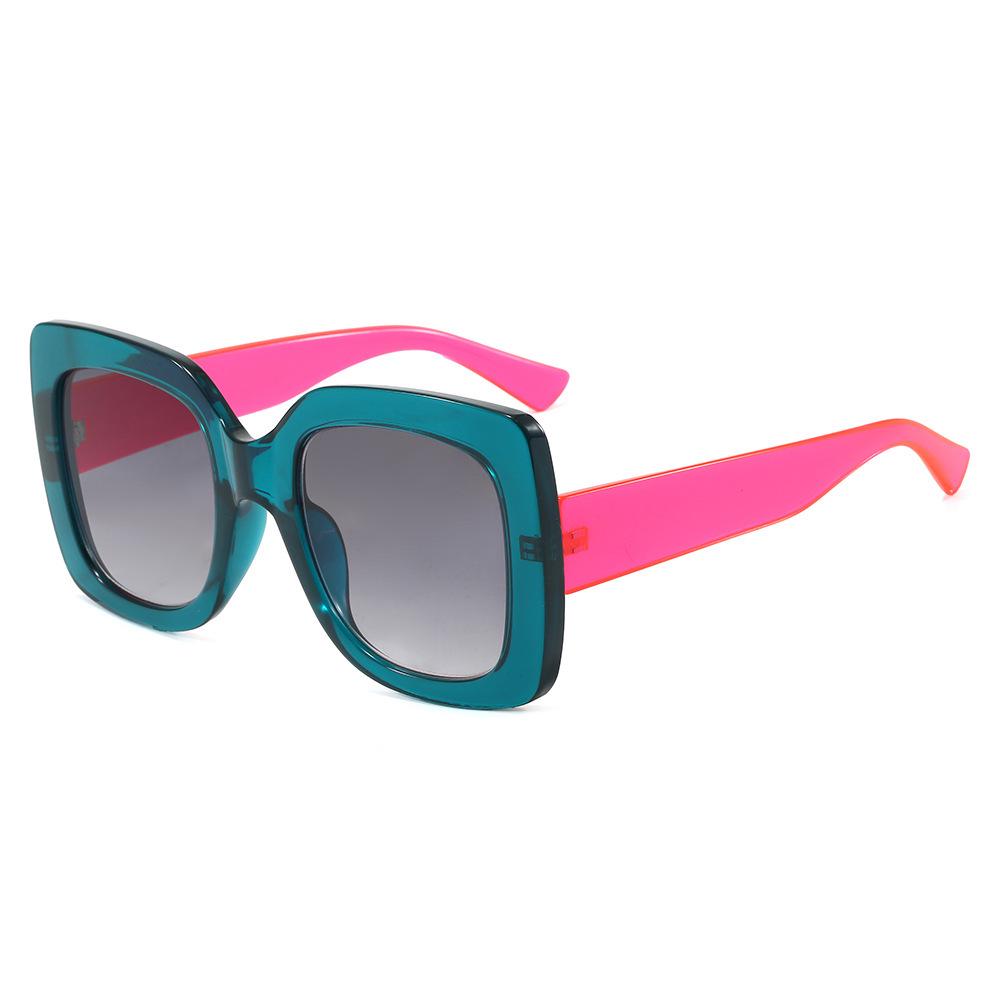 Chic Color-Block Sunglasses: Trendy, Large Frame, UV Protection, and Flattering for All Faces.