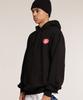 Human Highlight Small Heart Hoodie Black Red
