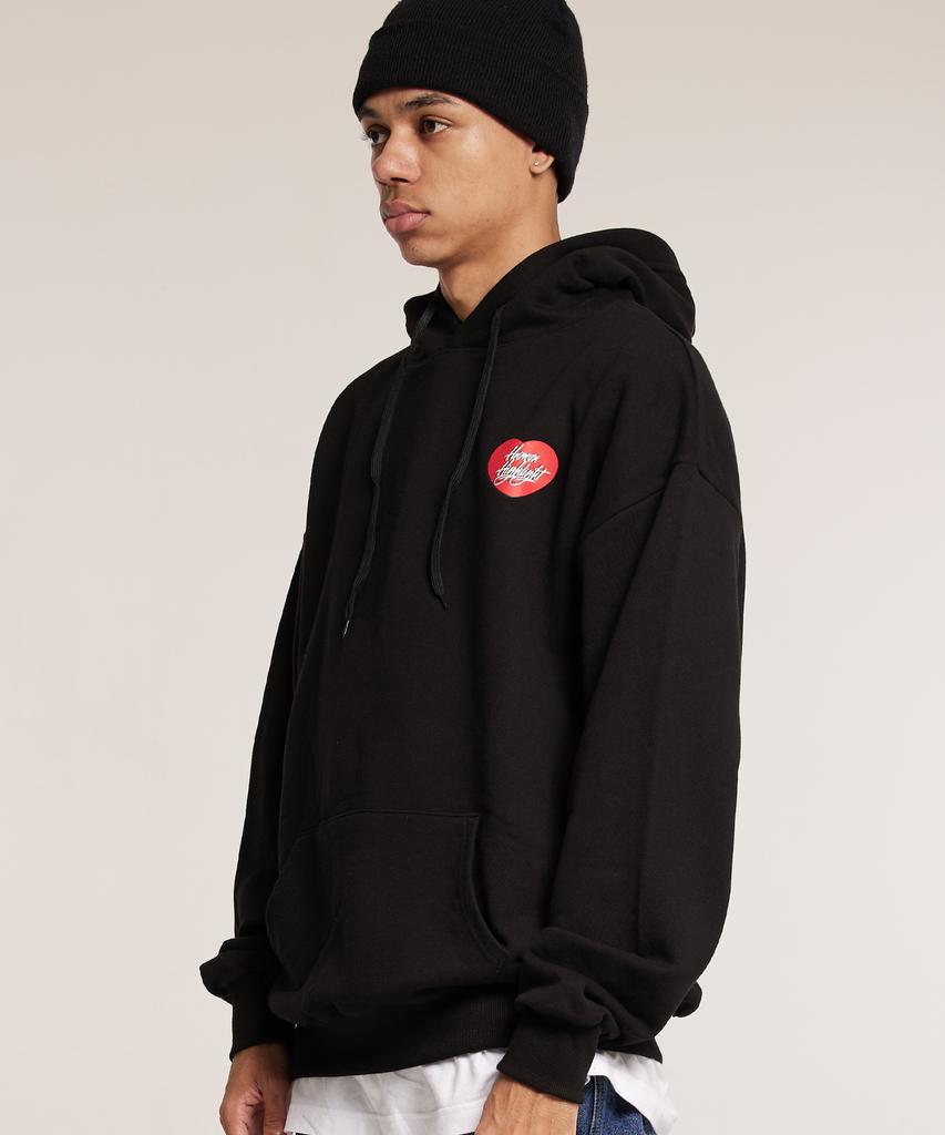 Human Highlight Small Heart Hoodie Black Red