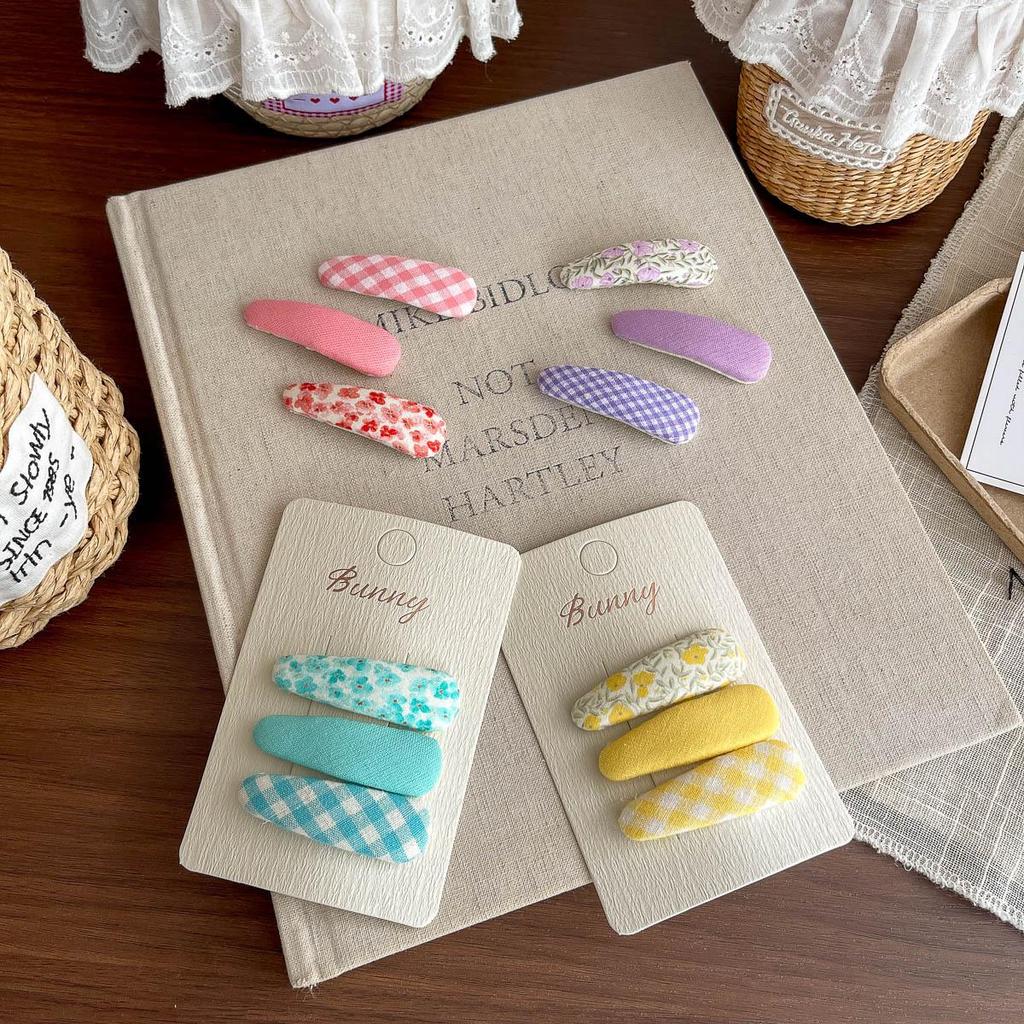 Korean Style Plaid Floral Water Drop BB Hair Clip Set: Versatile Hairpin Accessories for Girls