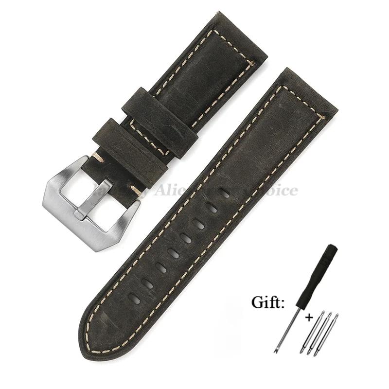 Genuine Leather Watch Band for Panerai High Quality Cowhide Crazy Horse Strap Men Sport Bracelet Watchband 20mm 22mm 24mm 26mm