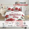 Valentine's Day 3pcs Pink Truck Polyester Bedding Set - Includes Duvet Cover & Pillowcases, Soft & Comfortable