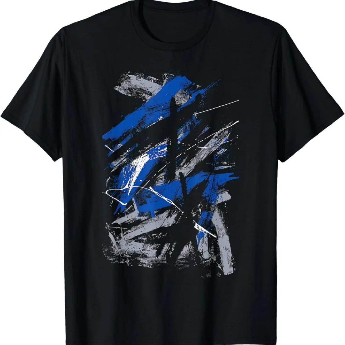 

Blue Gray Brushstrokes _ Cool Graphic Tee _ L XL 2XL _ Mens T-Shirt XXXXXL різнокольоровий