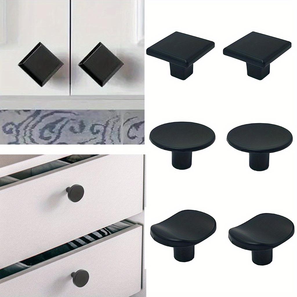 4pcs Simple Solid Single Hole Handle, Pure Black Wardrobe, Cabinet, Drawer, Door Handle