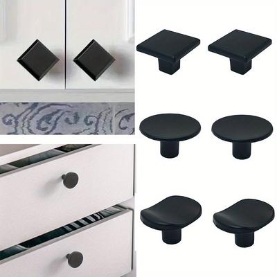 4pcs Simple Solid Single Hole Handle, Pure Black Wardrobe, Cabinet, Drawer, Door Handle