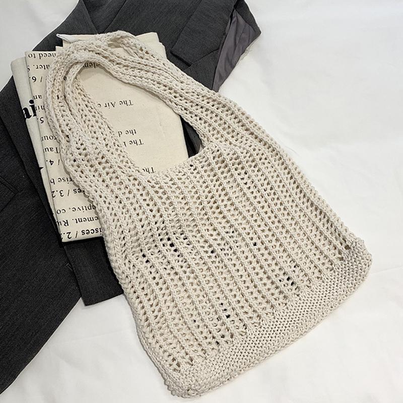 Yogodlns Bow Design Knitting Shopper Shopping Bag Female Shoulder Bags For Women Korean Fashion Soft Handbags Trend Travel Tote Bag