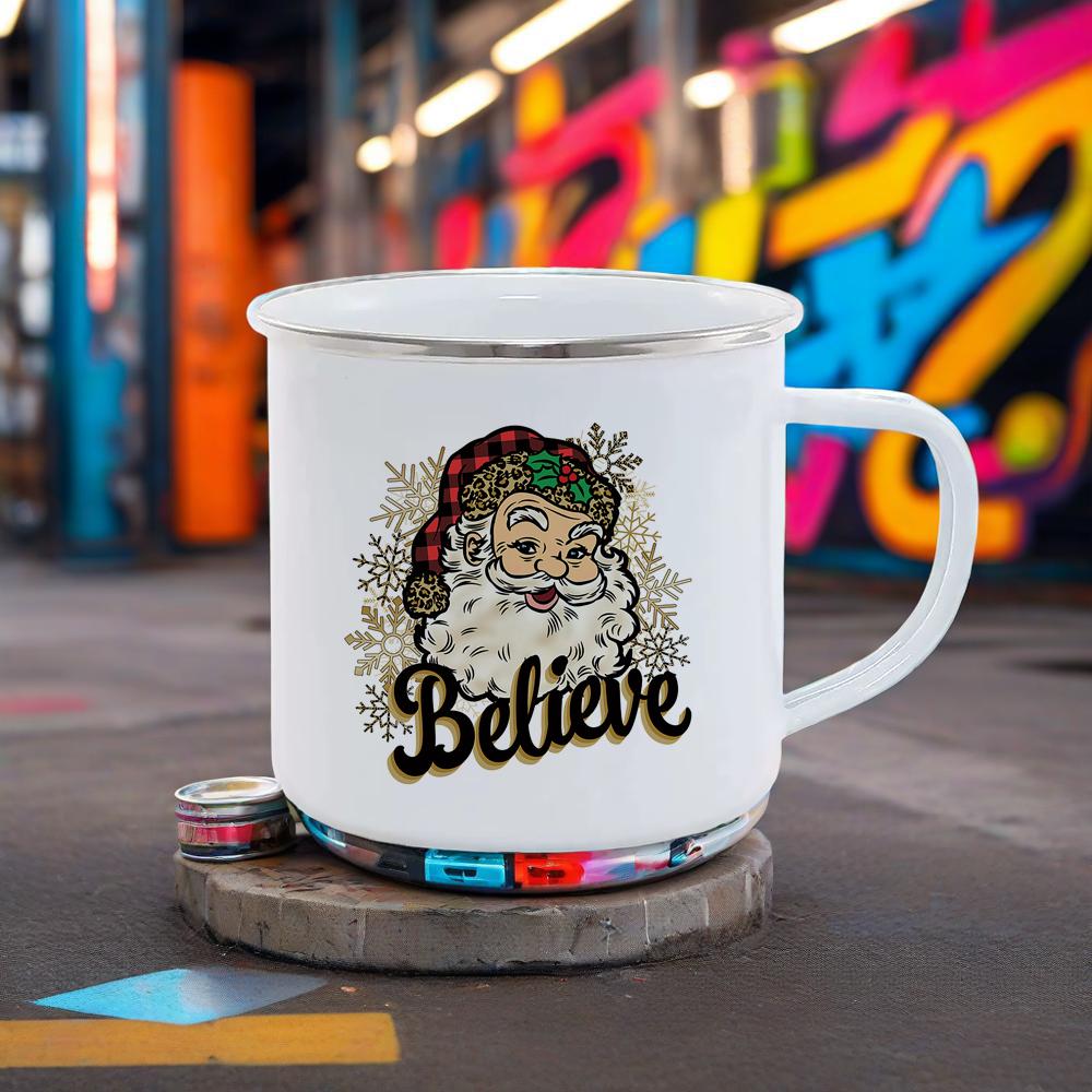 Merry Christmas Mug Festival Gift Coffee Mugs Santa Pattern Breakfast Cup Red Green Series Cola Milk Cups for Home Party BBQ Bar