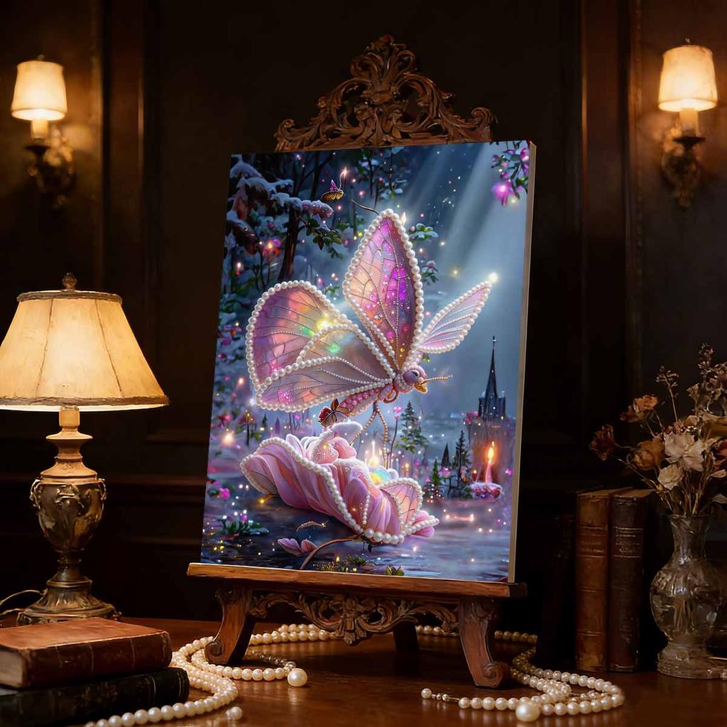 Pearl DIY Butterfly and Shell Art Kits 15.7x19.6inch Gem Art Pearl Painting Kits Without Frame for Adults Gift Idea Home Wall Decor