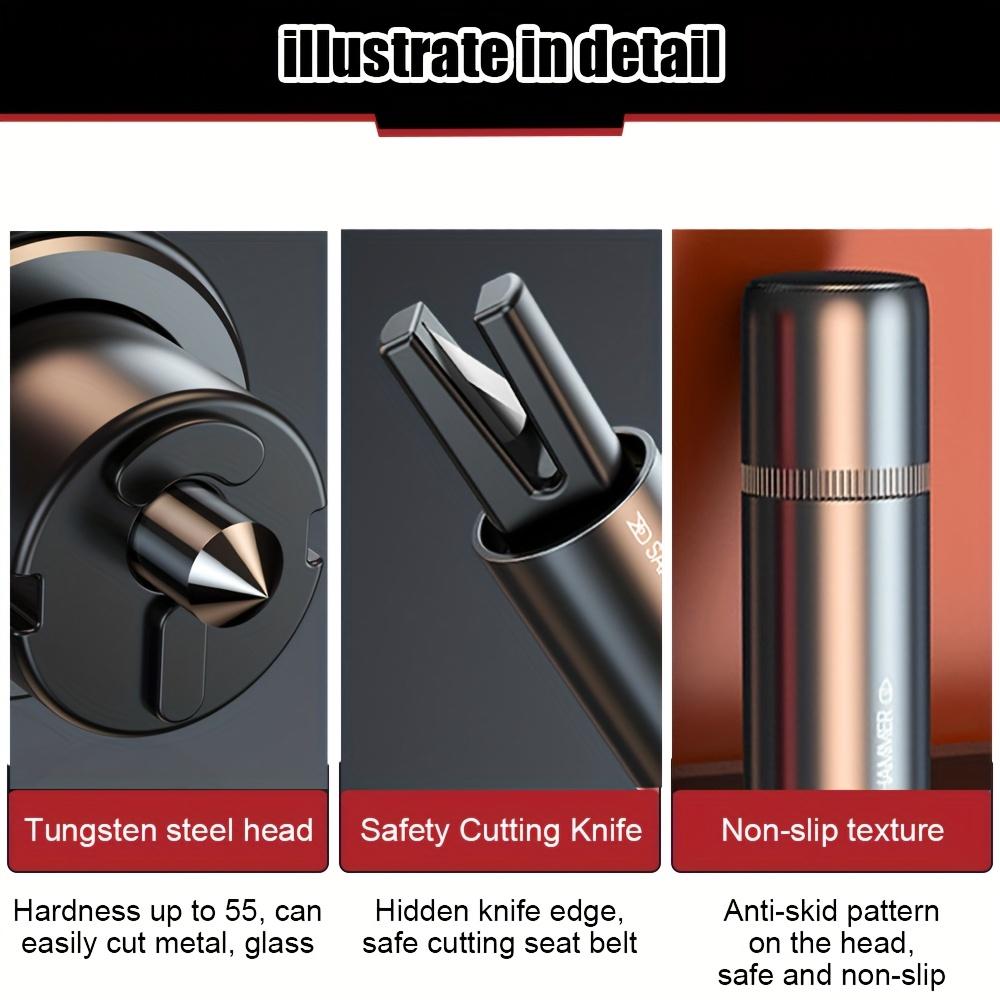 2-in-1 Car Safety Hammer with Window Breaker and Seat Belt Cutter - Emergency Escape Tool, ABS & Alloy Structure, Portable Design with Easy Access