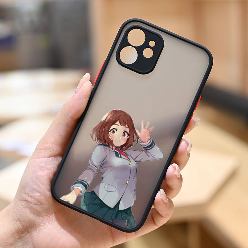 Ochaco Uraraka My Hero Academia Anime Phone Case Matte Transparent  For Iphone 7 8 11 12 13 Plus Mini X Xs Xr Pro Max Cover