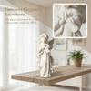 Statue di Angeli in Resina Bianca in Preghiera con Ali Delicati Corona Floreale per Decorazione Scrivania Casa Scaffale
