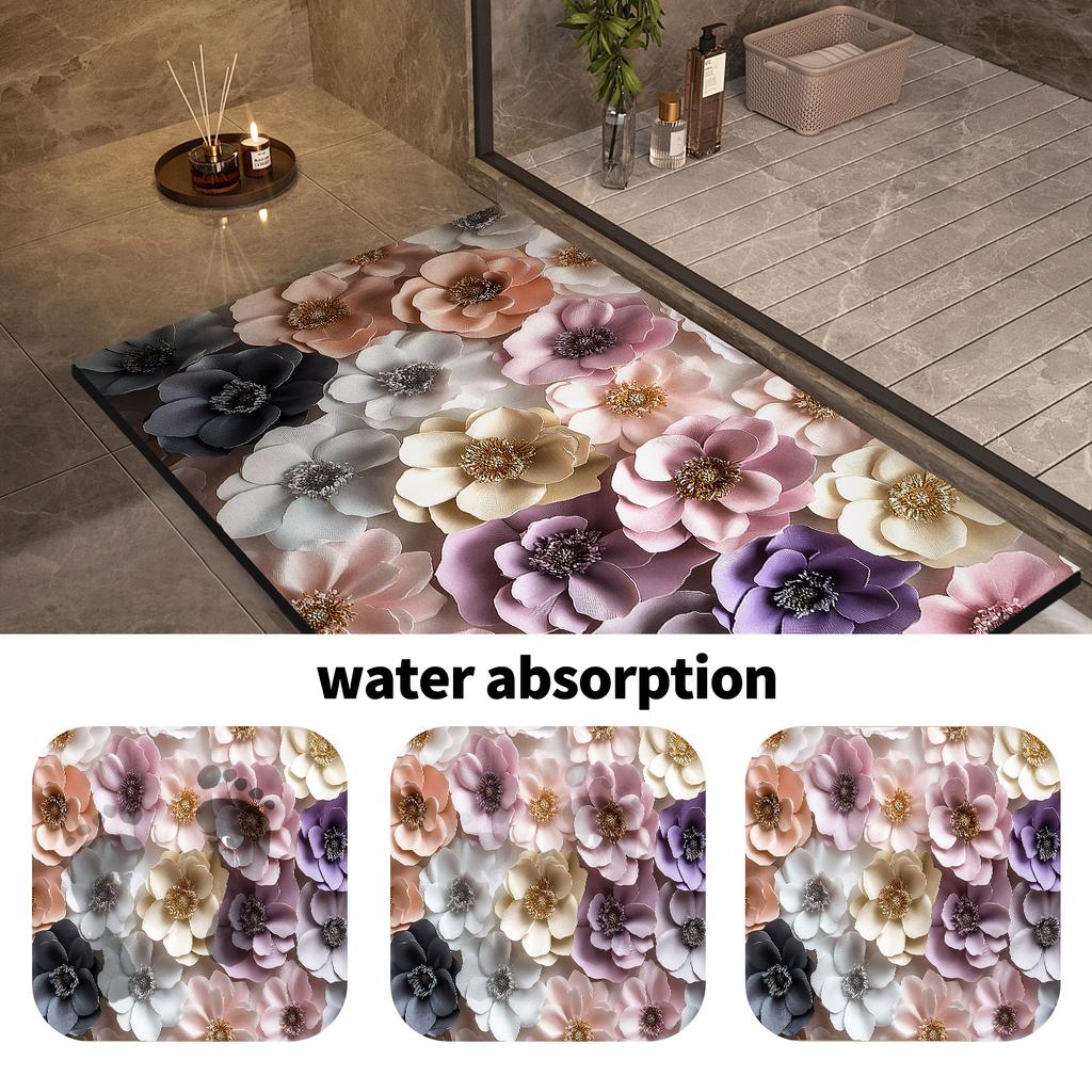 Luxury Bathroom Bath Mat Absorbent Non-slip Shower Foot Mats Quick Dry Toilet Rugs Carpet Doormat Washable