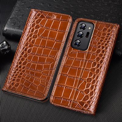 Krokodil-Echtleder Klapphülle für Samsung Galaxy Note 5 7 8 9 10+ 20 Ultra Plus Handy Business-Geldbörse Hüllen