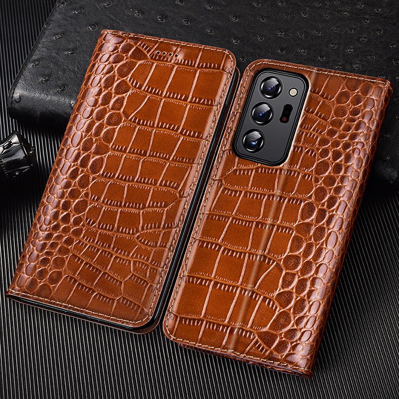 Custodia a Flip in Vera Pelle di Coccodrillo per Samsung Galaxy Note 5 7 8 9 10+ 20 Ultra Plus Phone Custodie Portafoglio Business