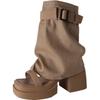 Fashion Versatile Two Wear Open-toed High-heeled Cool Boots, Wear 2025 Spring New Sandals Thick-heeled Thick-soled Trousers, Boots Tide