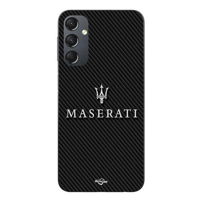 Coque Pour Samsung galaxy A24 Maserati blanc fond carbonne Maniacase