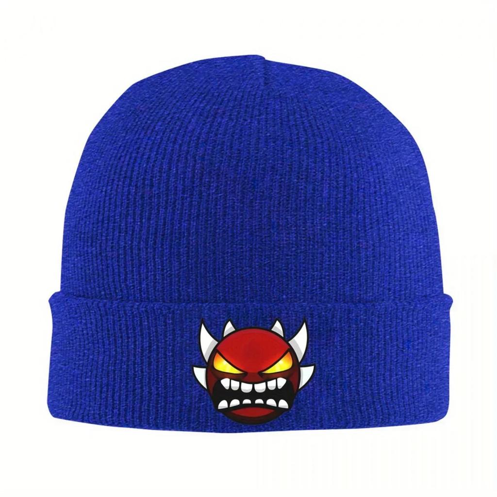 New Geometry Dash Demon Knit Hat Beanies Winter Hats Warm Color Cap Unisex Women