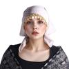 Floral Print Golden Beaded Hijab Breathable Elegant Turban Hat Fashion Triangle Headscarf  Eid Gift