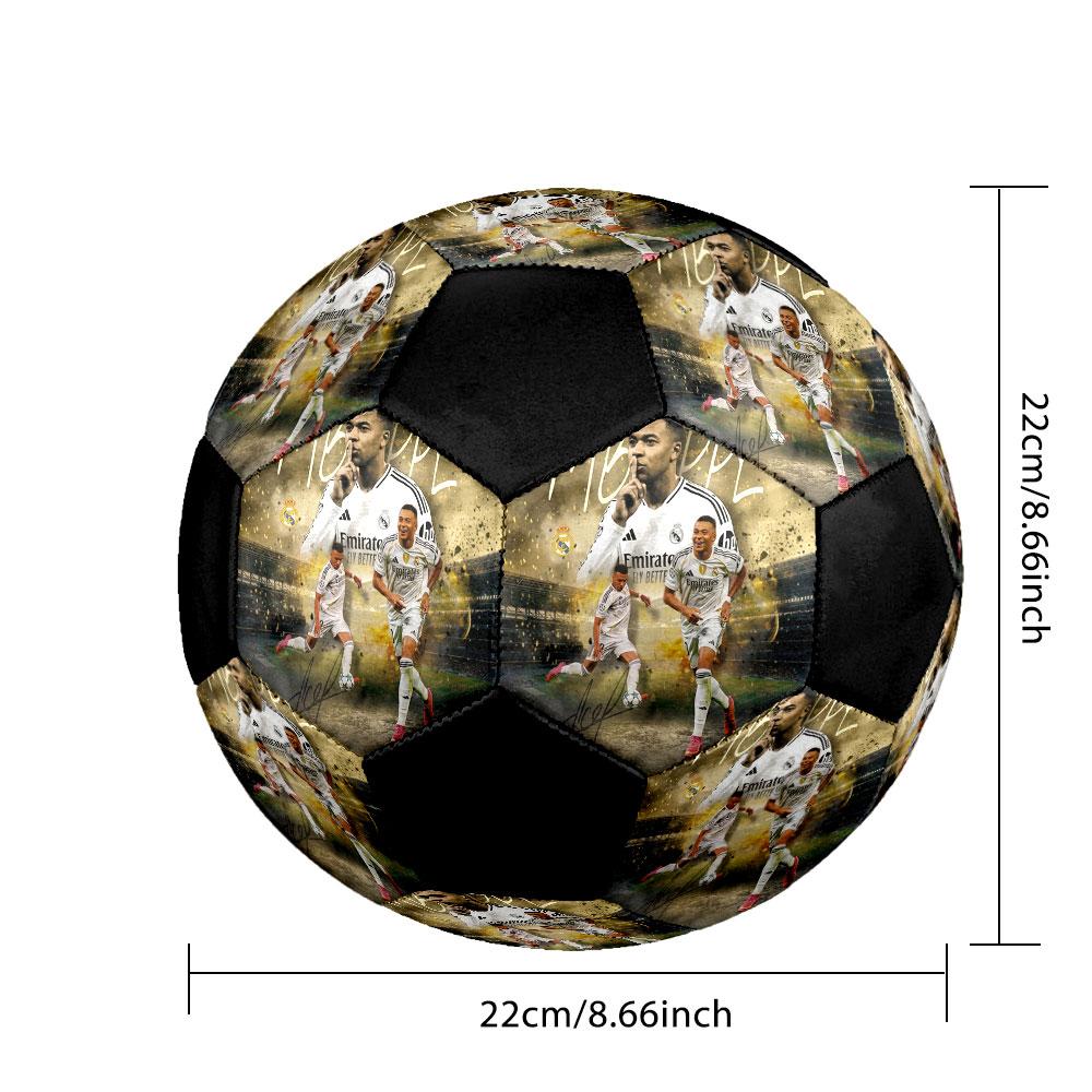 1PC Vintage Mbappé Moments Size 5 Soccer Ball PrahaIndoor Soccer Ball Colorful All Ages Machine Stitched PVC Competition Ready Durable High-Bounce