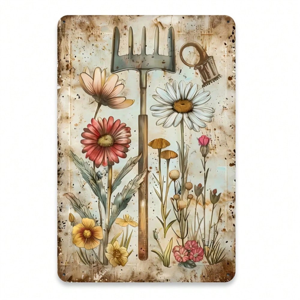 Vintage Metal Flower Wall Art, Home Decor Poster