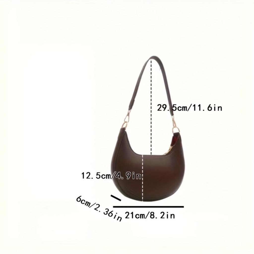 Ladies' Crescent Shaped Crossbody Bag with Detachable Adjustable Shoulder Strap, Magnetic Closure, and Gold Hardware Accessories Shoulder Bag