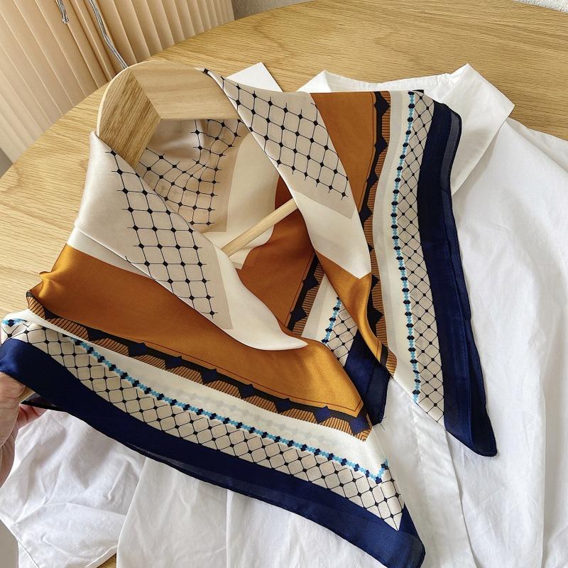 70 simulated silk scarf square scarf women's fashion letter printing small square scarf workplace decoration scarf scarf