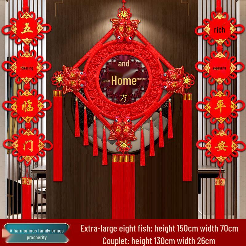 2025 High-End Chinese Knot Peace Fu Character Five Blessings Door Ornament for Living Room and Housewarming Decoration