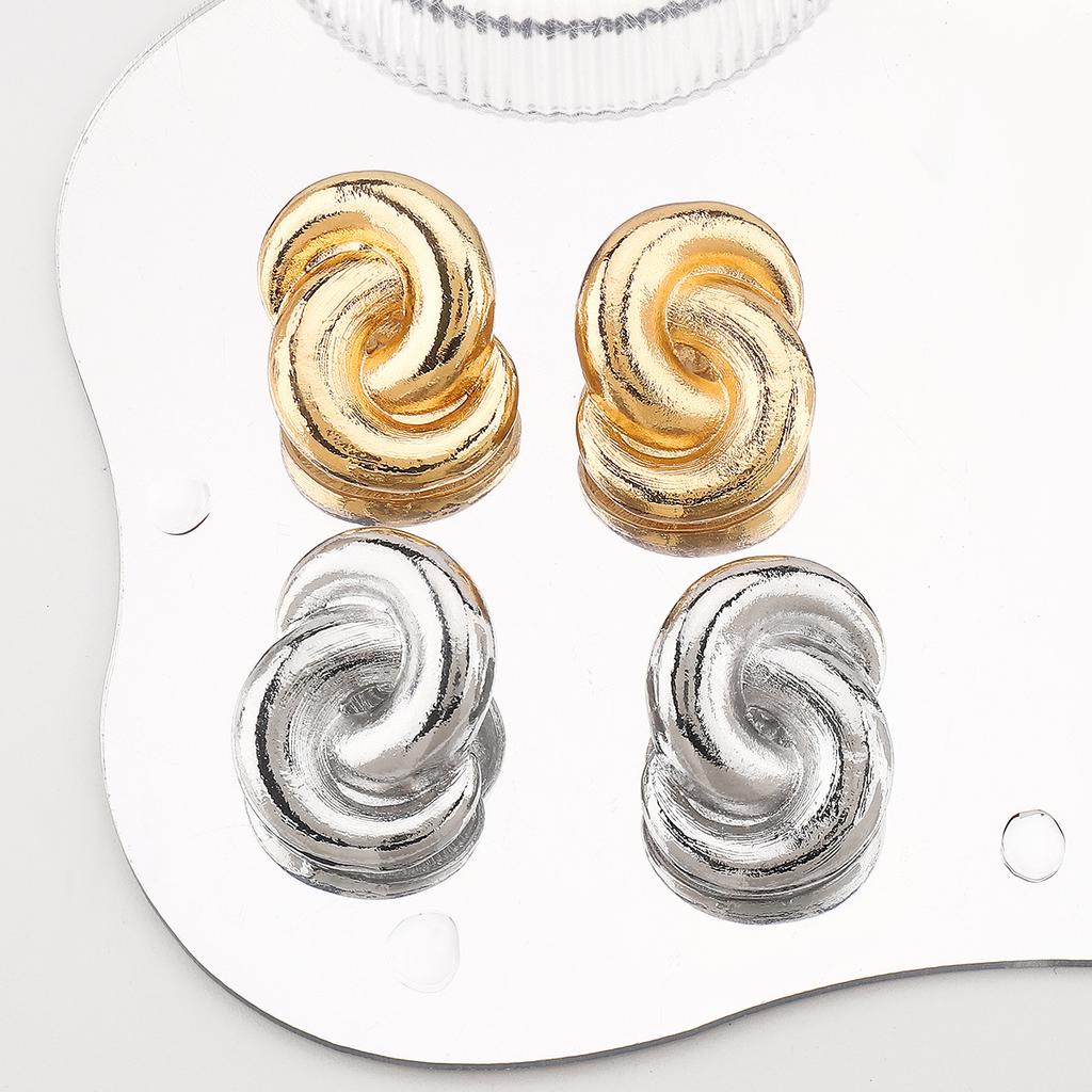 New European American Simple Spiral Stud Earrings Minority High Grade Twist Shape Earrings For Women Trendy Fashion Jewelry