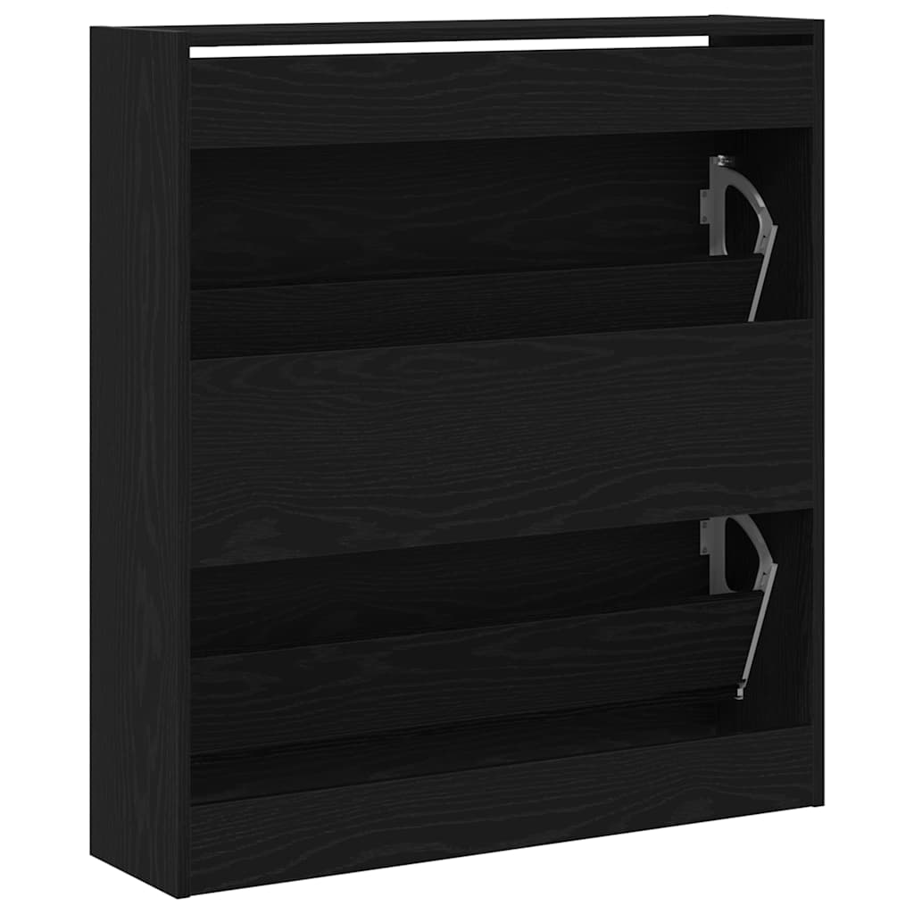Shoe Cabinet with Shelf Black Oak Effect 80 X 21 X 87.5 Cm