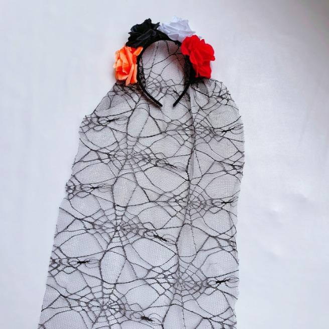 Halloween Ghost Bride Headband Black Mesh Rose Funny Party Outfit Hair Accessories