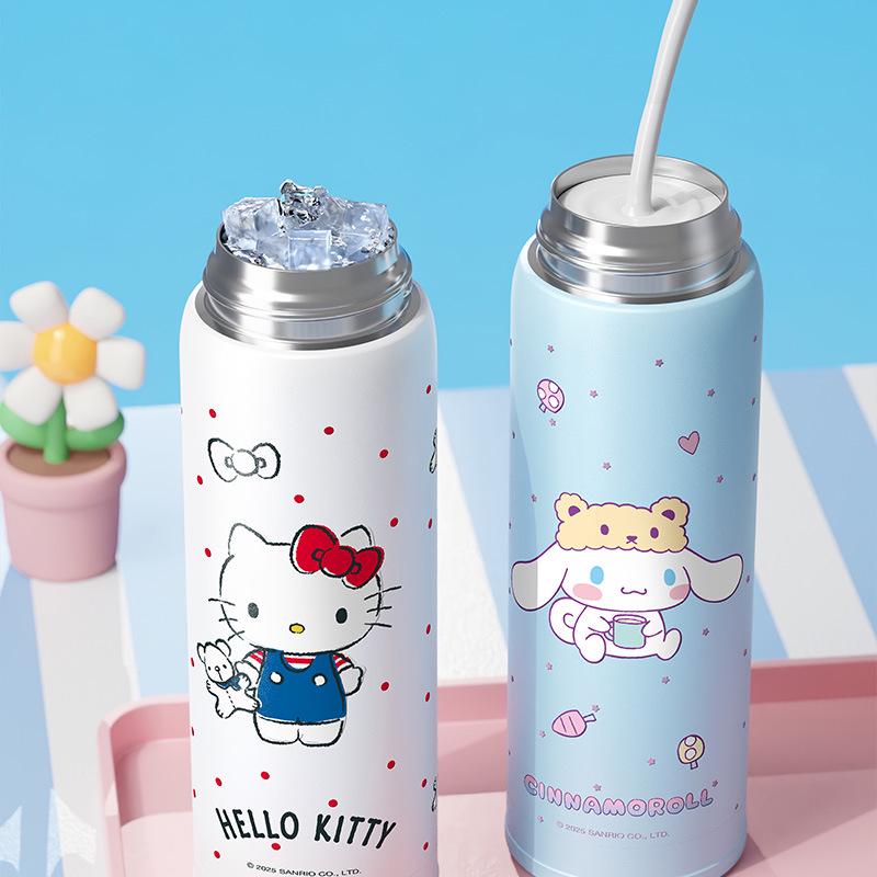 Hello Kitty Insulated Straw Water Bottle for Girls - Cute, Portable, and Perfect for School