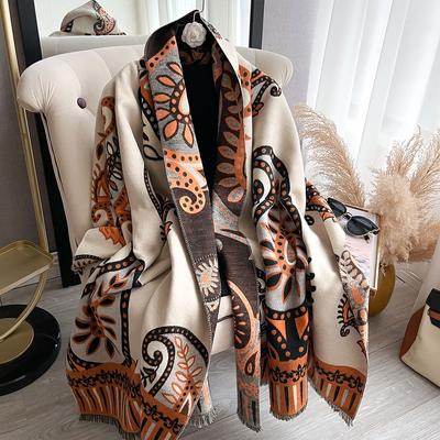 Retro Scarf Cashew Temperament Versatile Shawl Fashion Jacquard Outer Cape Scarf Cold Women's Double-sided