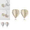 Exquisite Leaf Metal Earrings For Women With Dazzling Gemstone Inlays