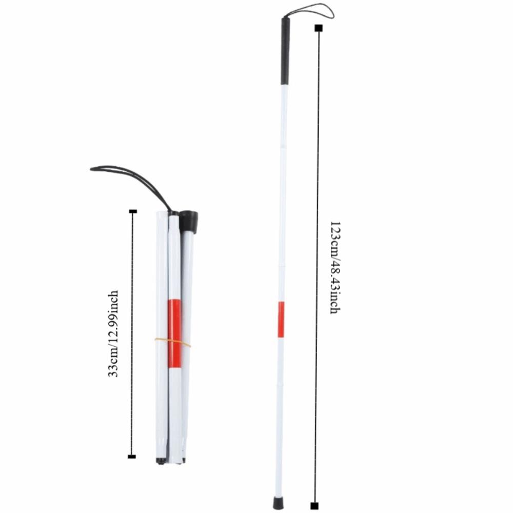 Durable Foldable Blind Cane Aluminum Alloy Non-Slip Walking Cane Stick Reflective White & Red Walking Stick Visual Impaired