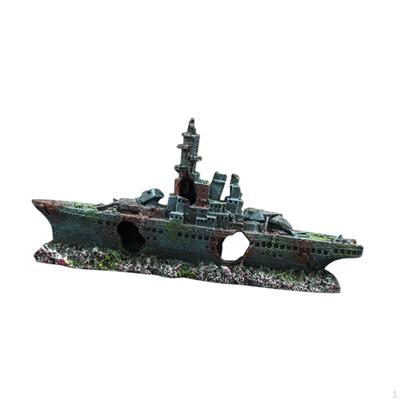 Aquarium Shipwreck Decoration Fish Tank Decor Resin Decorative Hideout Cave Figurine for Desk