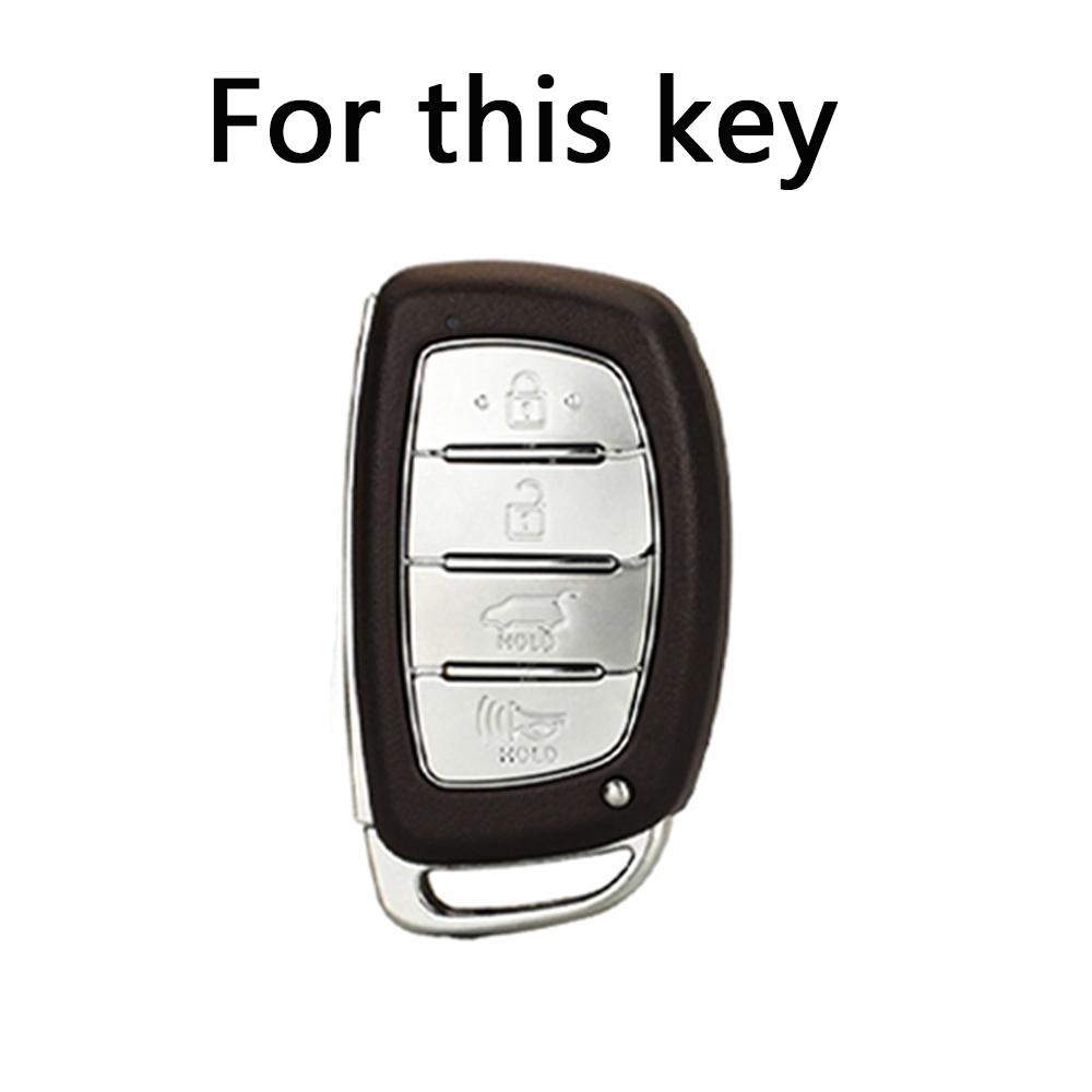 4 Buttons TPU Car Key Cover for Hyundai Ix35 Ix45 I10 I30 I40 Tucson Santa Fe Rena Sonata Elantra Creta Anti-Loss Keychain