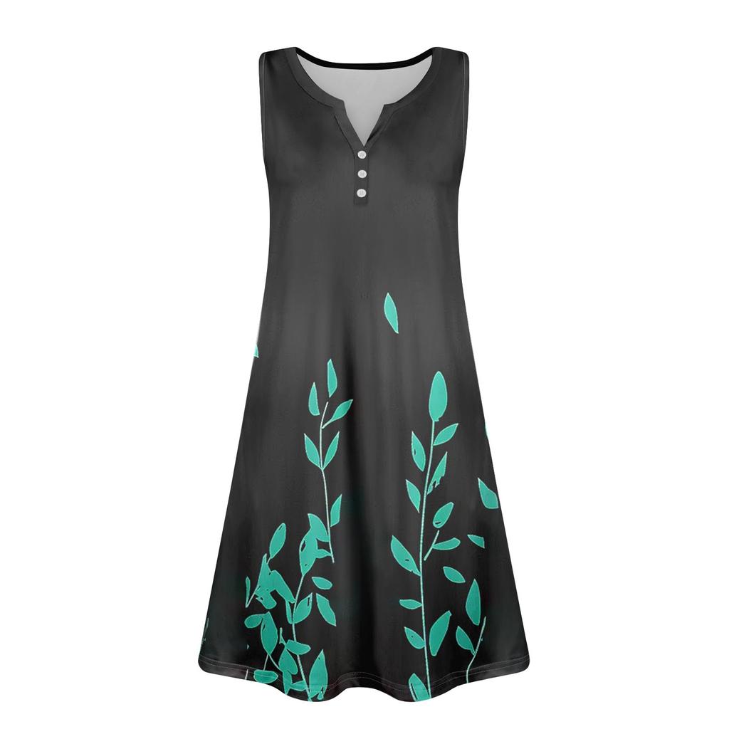 Dámské letní šaty Letní šaty s volným výstřihem do V Šaty bez rukávů s kapsami