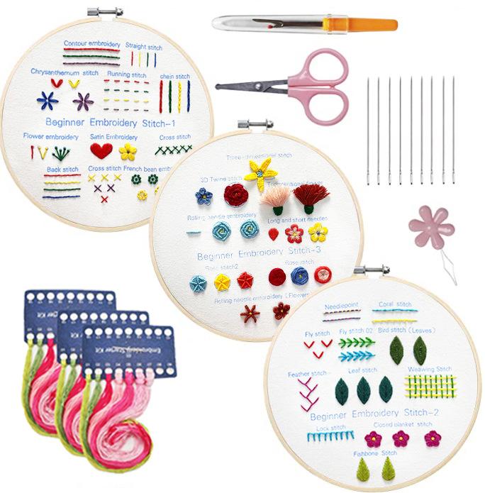 3 buc Kit Broderie DIY Puncte de Broderie Comune Predare Practică Pachet Material Începător Lucru de Mână Set Cusătură în Cruce