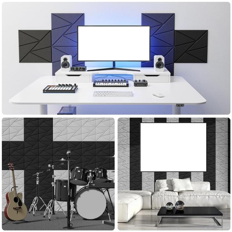 Pack of 12 Square Foam Panels Soundproof Wall Panels Acoustics Tiles Polyester Texture Perfect for Studios Bedroom Wall
