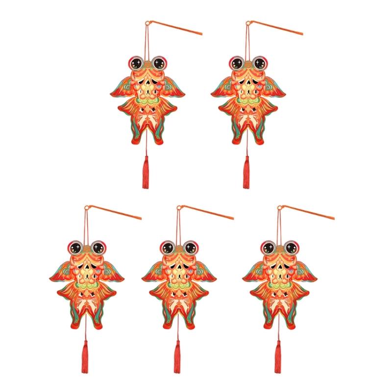 Handmade Florals Paper Lamp Set Traditional Chinese Craft Supplies LED Projection Portable for Chinese Festival