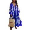 Long-Sleeve V-neck Print Loose Dress Long Sleeves V Neck Print Loose Long Dress