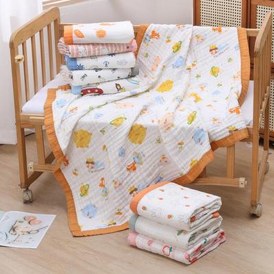 High-Density Cotton Newborn Bath Towel - Six-Layer Gauze, Printed Design, for Infants & Kids