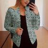 Women's Vintage Floral Print Open Front Long Sleeve Blazer Jacket Casual Office Coat