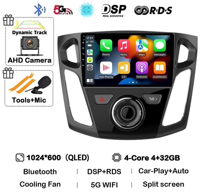 Android 14 Carplay Auto 2 Din DVD Car Radio For Ford Focus 3 Mk 3 Salon 2012-2017 Multimedia Video Player Navigation GPS Stereo