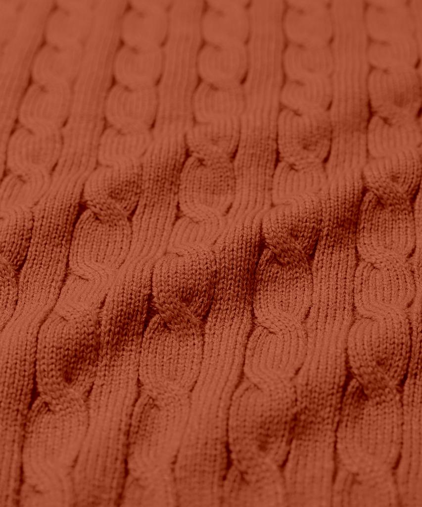 LEMAIN SECOND Oversized Voluminous Washable Crew Neck Cable Knit [Brick]
