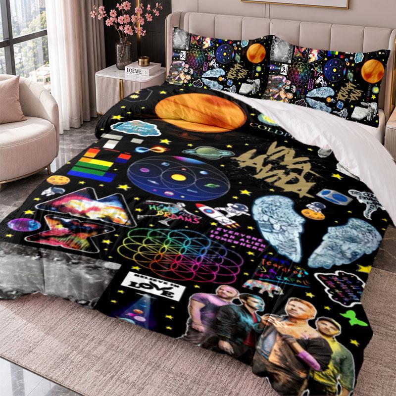 Coldplay 3Pcs Bedding Set Duvet Cover With Two Pillowcases For Bedroom Home Decoration