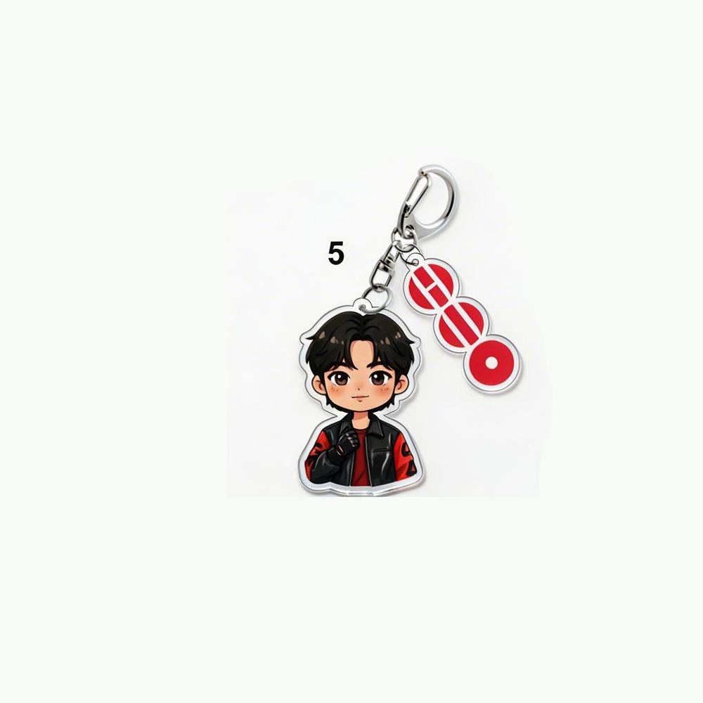 BTS Cartoon Keychain, Bangtan Boys Cartoon Figure Keyring, Kpop ARMY Fans Bag Pendant, Kpop Idol Collectible for ARMY