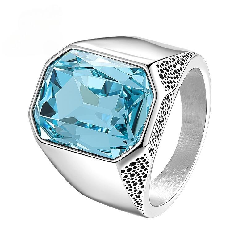 2026 Men s Jewelry, Personalized Fashion Square Simple Gemstone Trendy Men s Ring No. 7